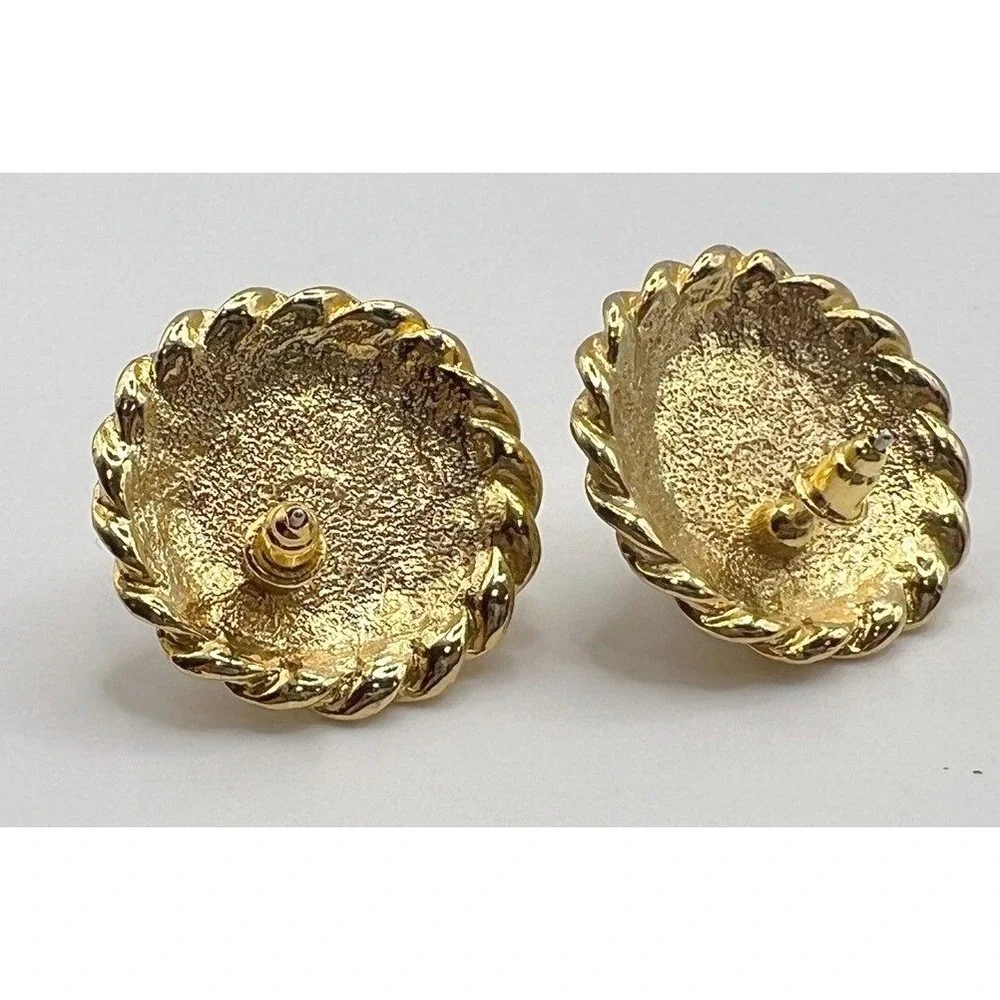 Vintage Gold Tone Knot Stud Earrings Ribbed Textured Classic‎ 1 Inch